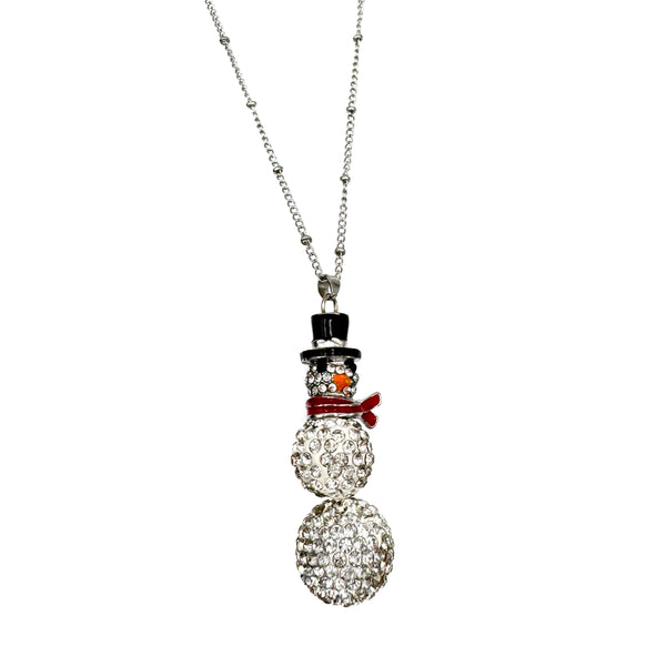 Christmas Snowman Clay Rhinestone Necklace