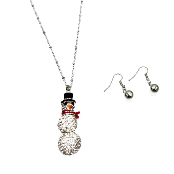 Christmas Snowman Clay Rhinestone Necklace