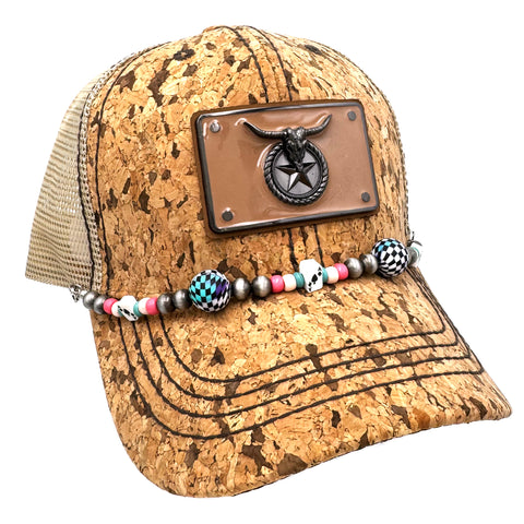 Checkered Ball Poker Navajo Bead Trucker Cap Chain