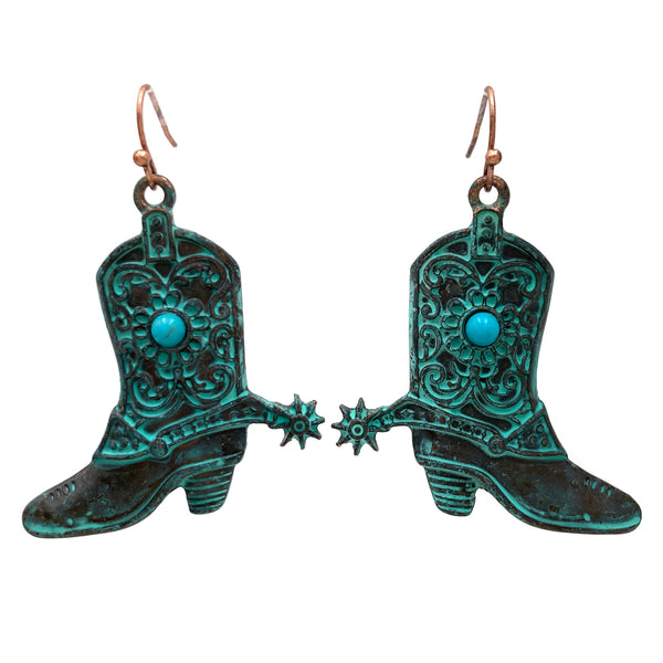 Western Cowboy Boots With Spur Earrings