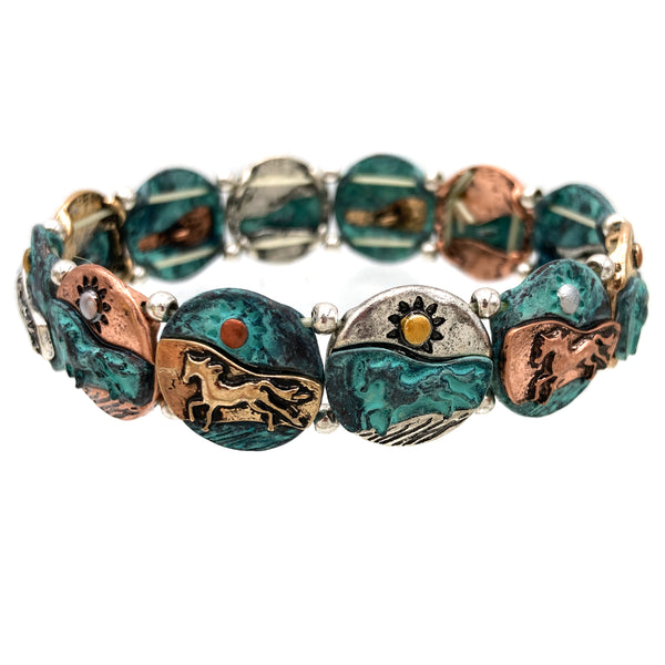 Southwestern Horse Aztec Navajo Stretch Bracelet