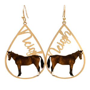 Horse Neigh Gold Earrings