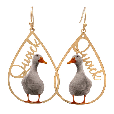 Duck Quack Gold Earrings