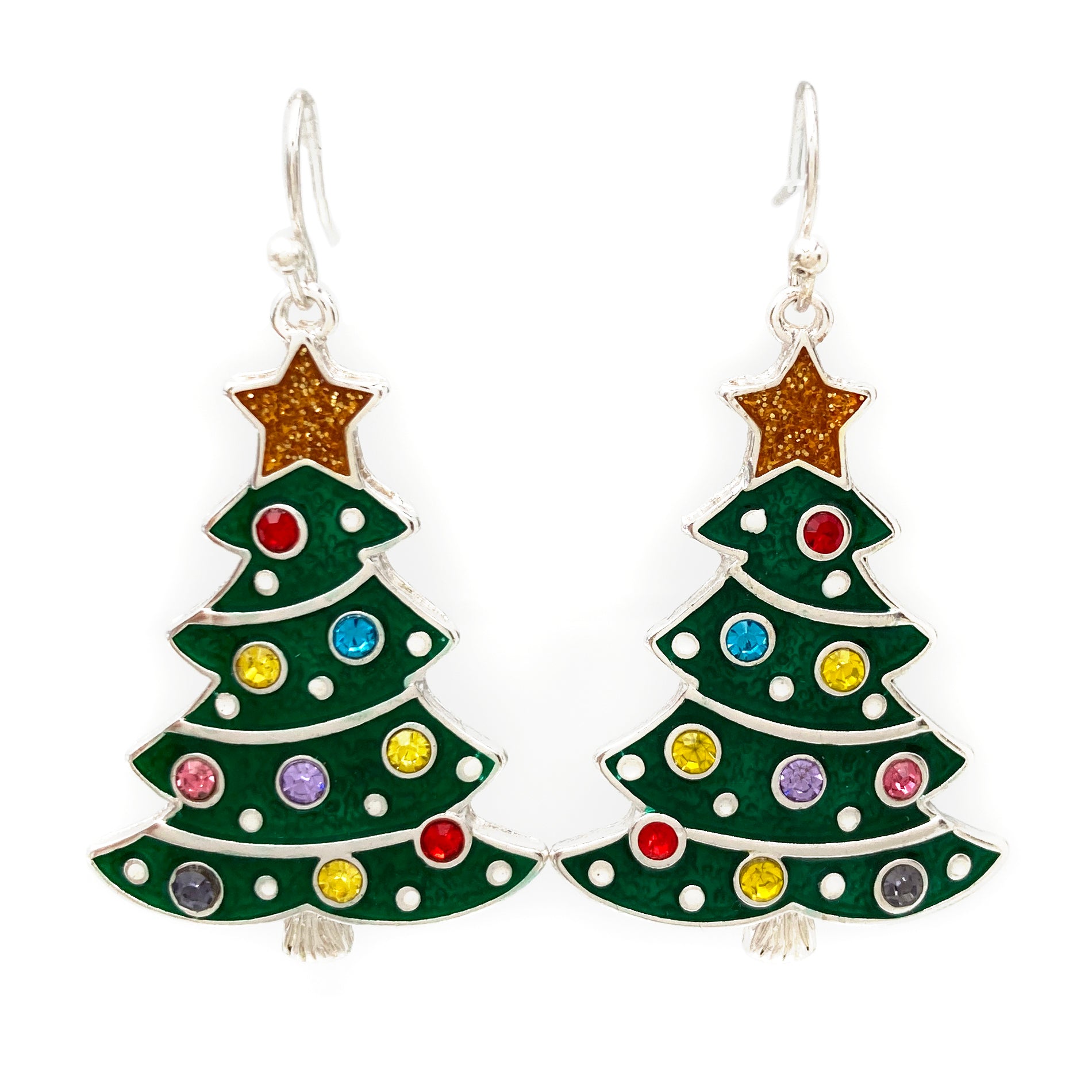 Christmas Tree Colorful Crystal Earrings