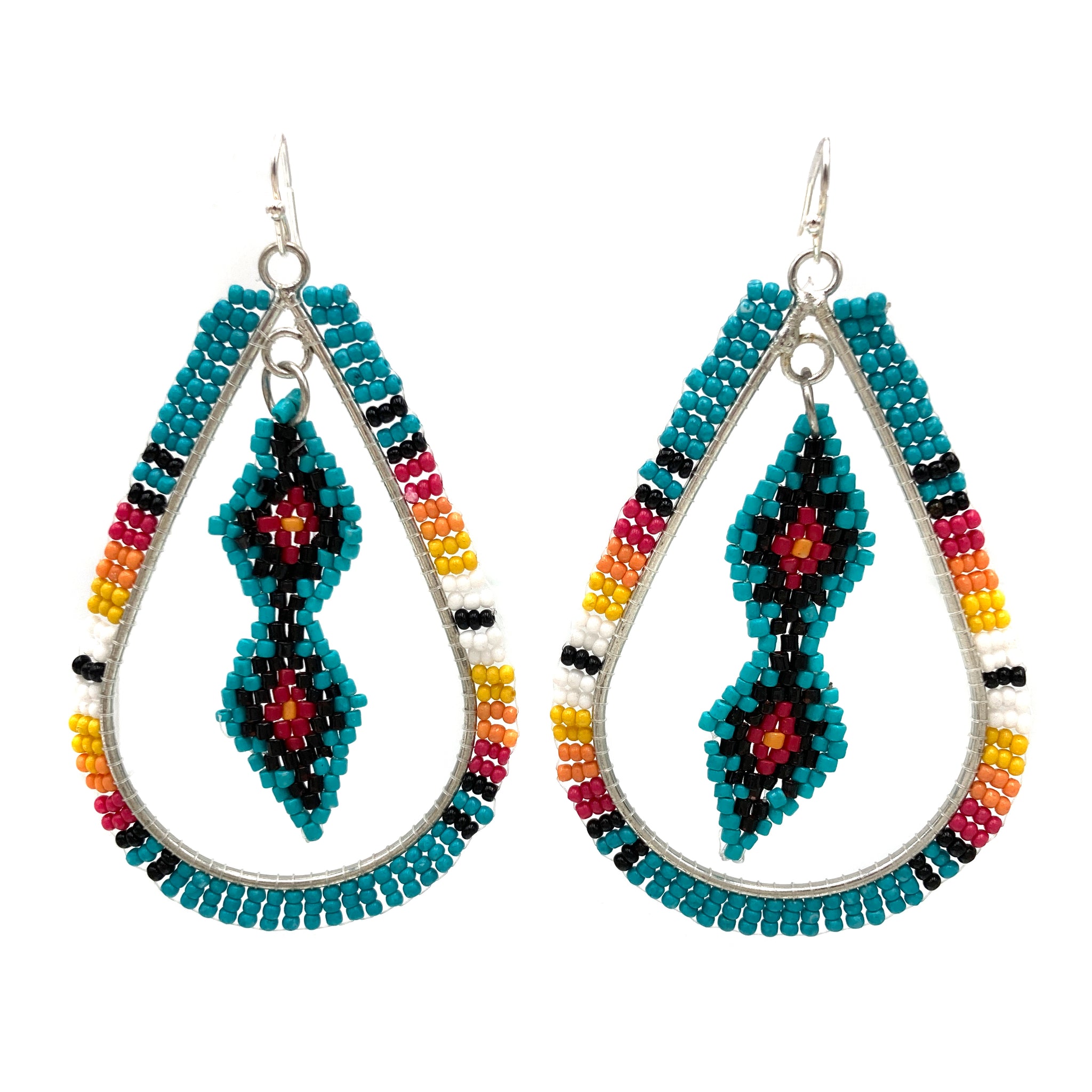 Teardrop Native Seed Beads Earrings