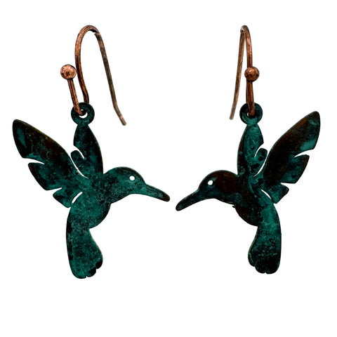 Patina Bird Brass Earrings