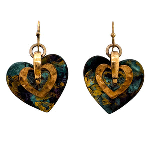 Patina Gold Hearts Earrings