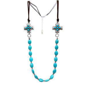 Turquoise Cross Long Necklace