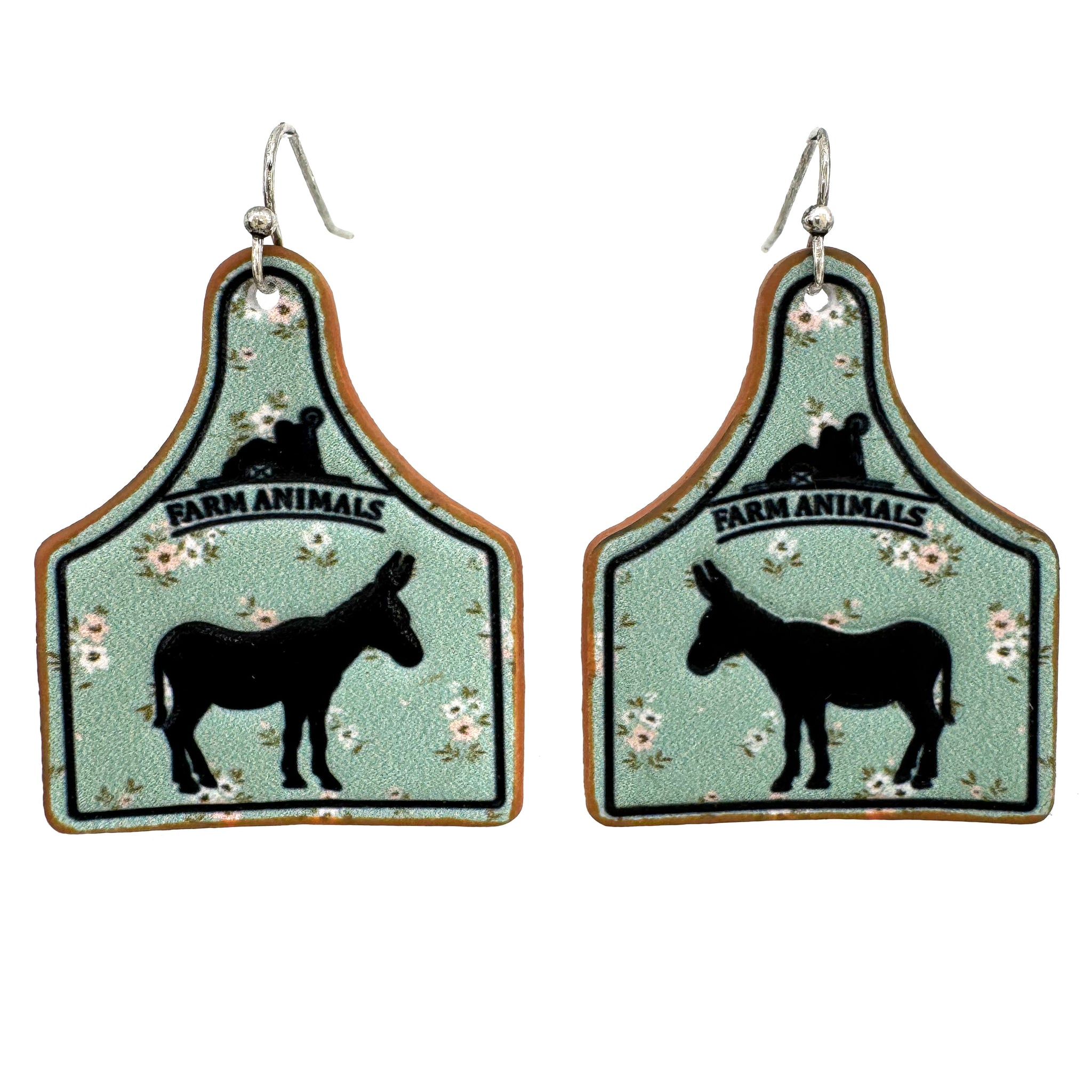 Donkey Apron Leather Cow Tag Farm Animal Earrings