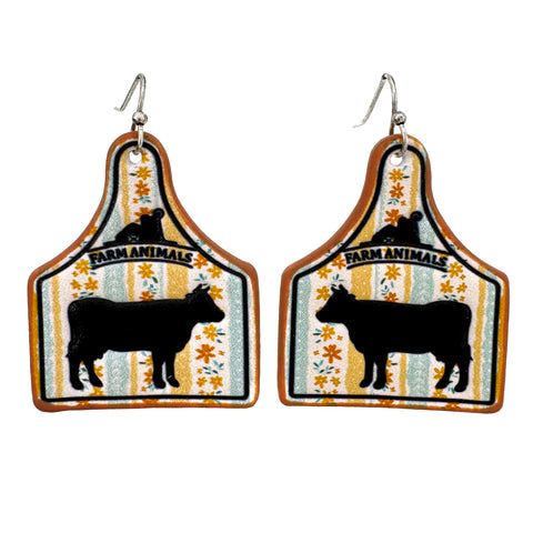 Cow Apron Leather Cow Tag Farm Animal Earrings