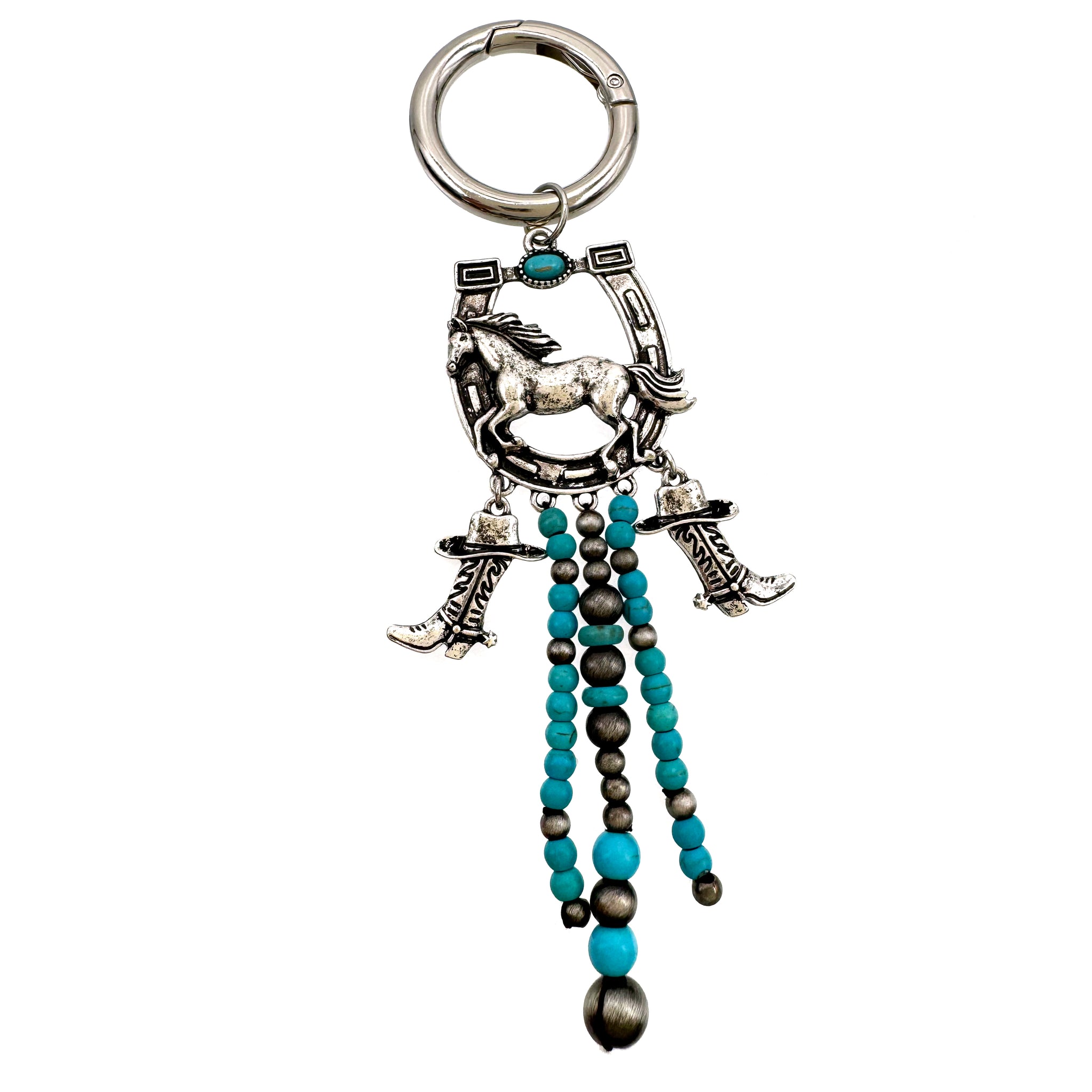 Horse Cowboy Western Bohemian Turquoise Beaded Key Chain