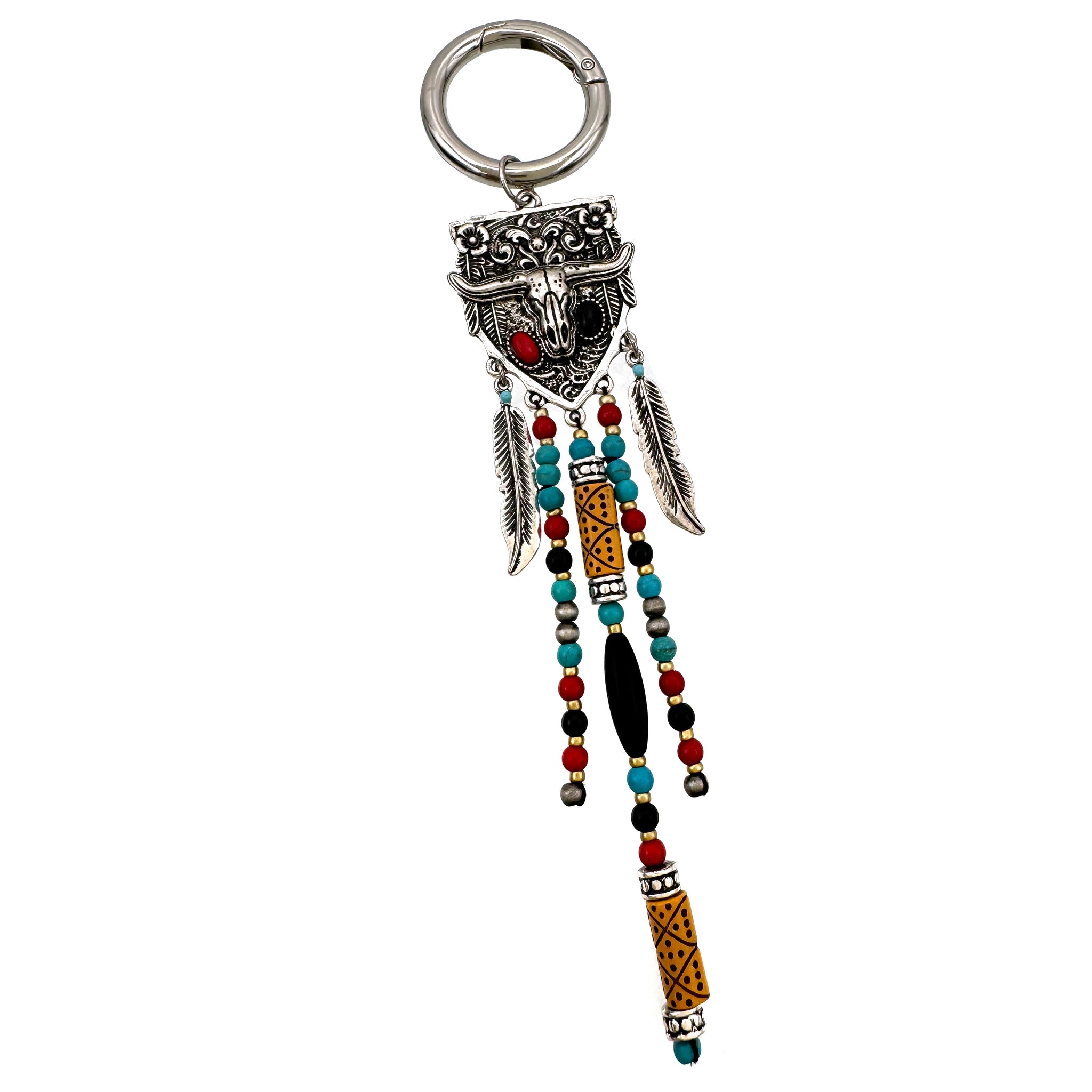 Longhorn Western Bohemian Turquoise Beaded Key Chain