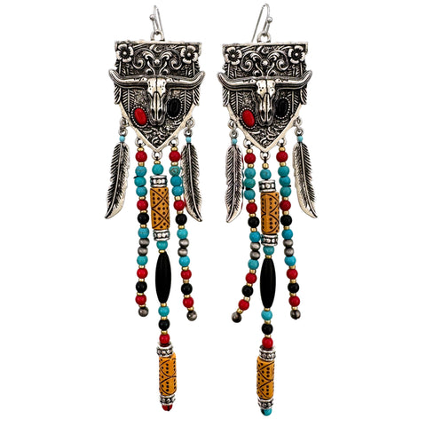 Horse Cowboy Western Bohemian Turquoise Beaded Earrings