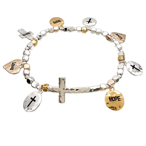 Hope Love Faith Charms Stretch Bracelet