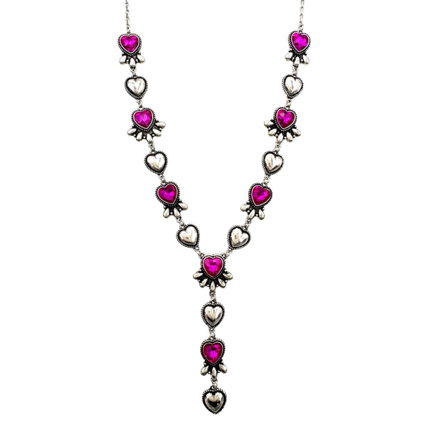 Crystal Turquoise Navajo Heart Blossom Silver Necklace