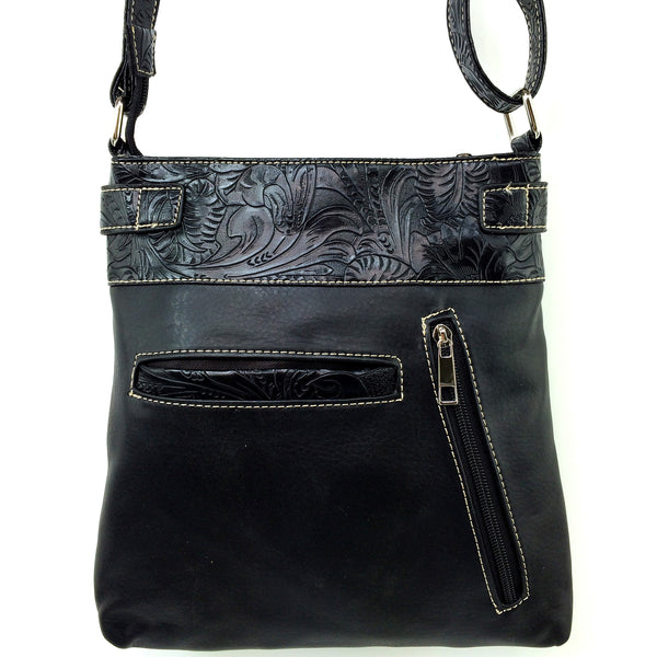 Rhinestone Cross Black Crossbody Messenger Purse