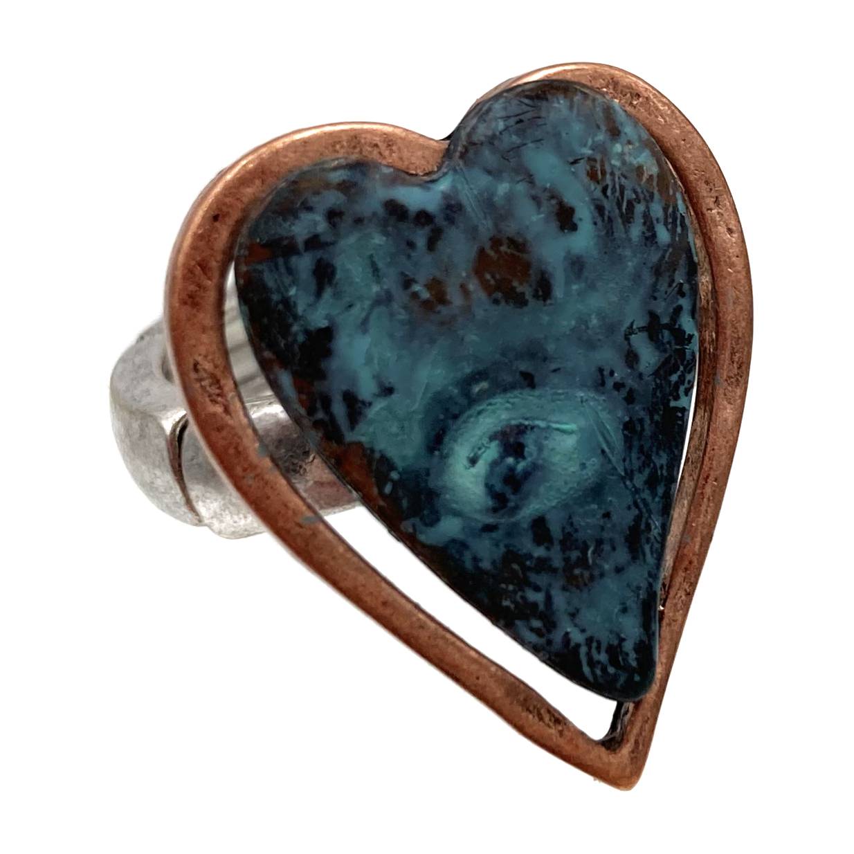 Patina Copper Heart Stretch Ring