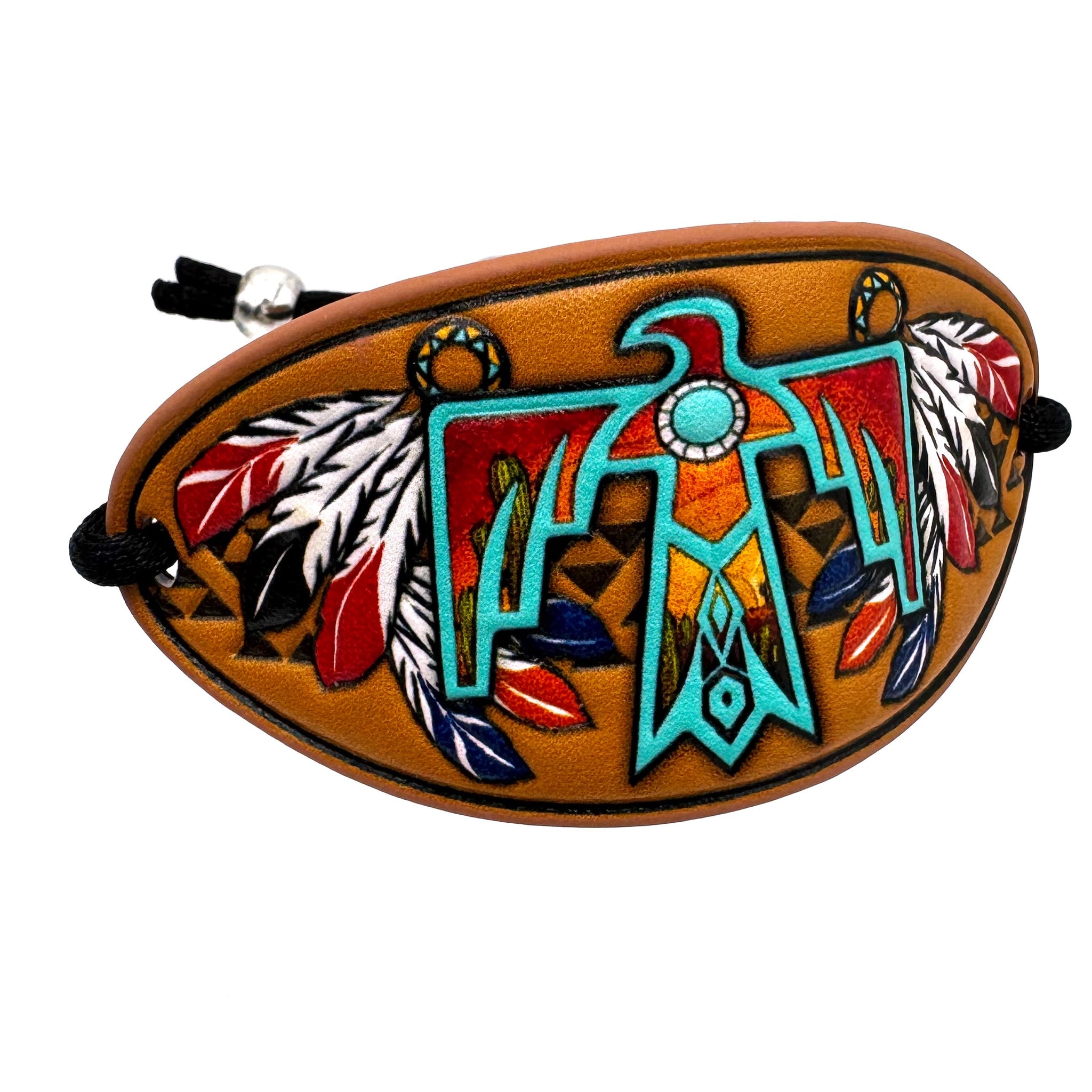 Native Thunderbird Leather Carved Cuff Bracelet