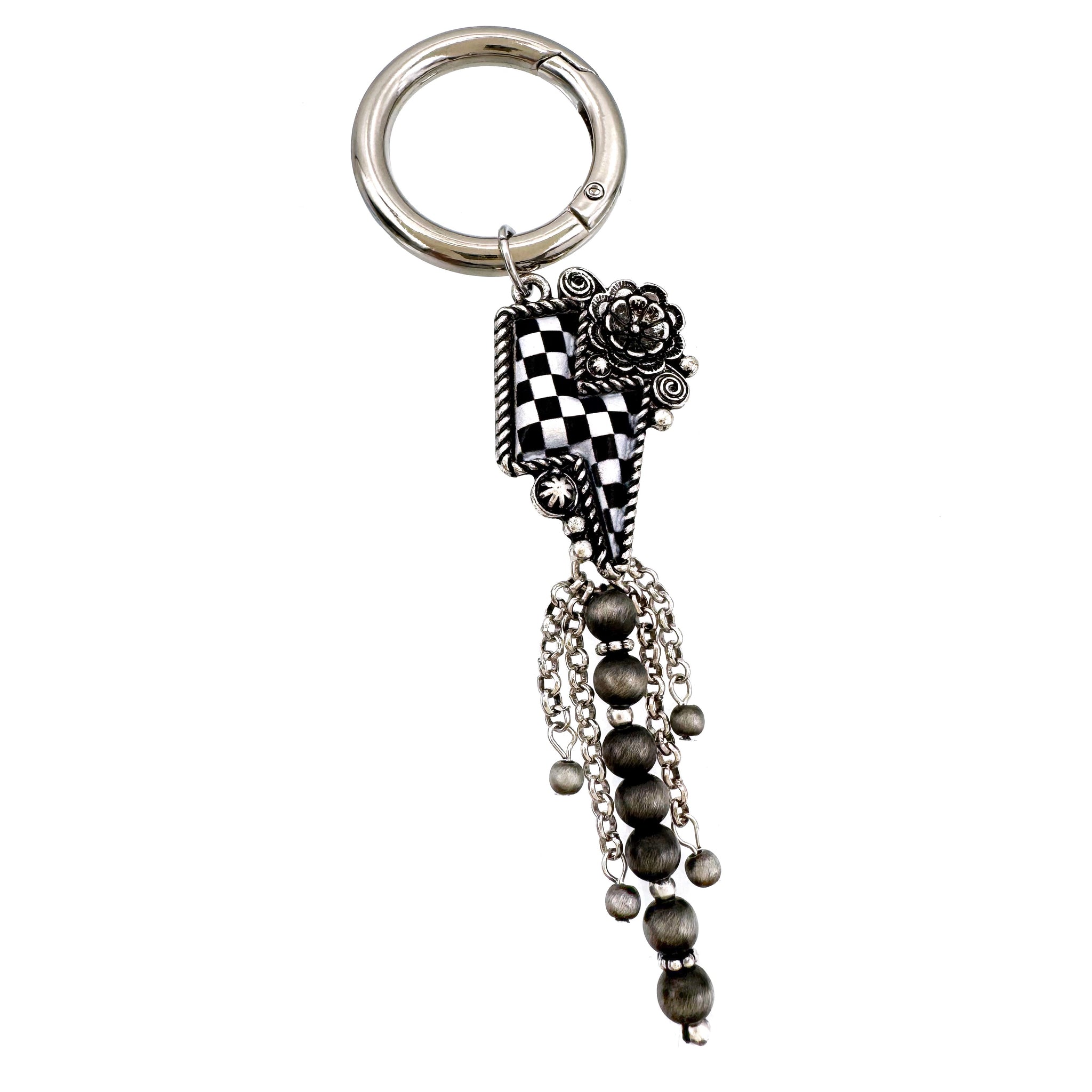 Checkered Lightning Bolt Western Navajo Beads Key Chain