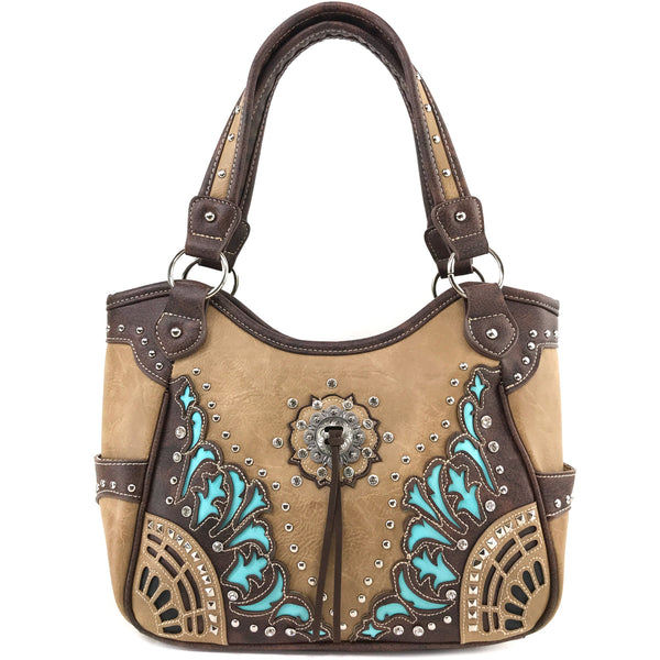 Southwestern Concho Floral Tote Purse for Women