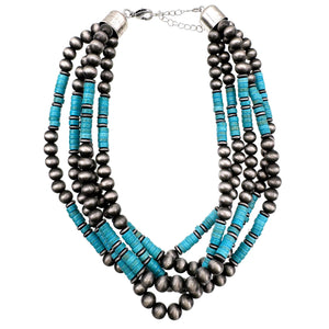 Western Turquoise Navajo Beads Chunky 16" Necklace