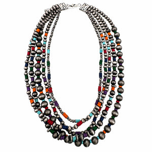 Western Multicolor Navajo Beads Chunky 18" Necklace