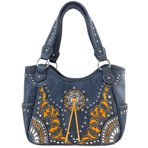 Southwestern Concho Floral Tote Purse for Women