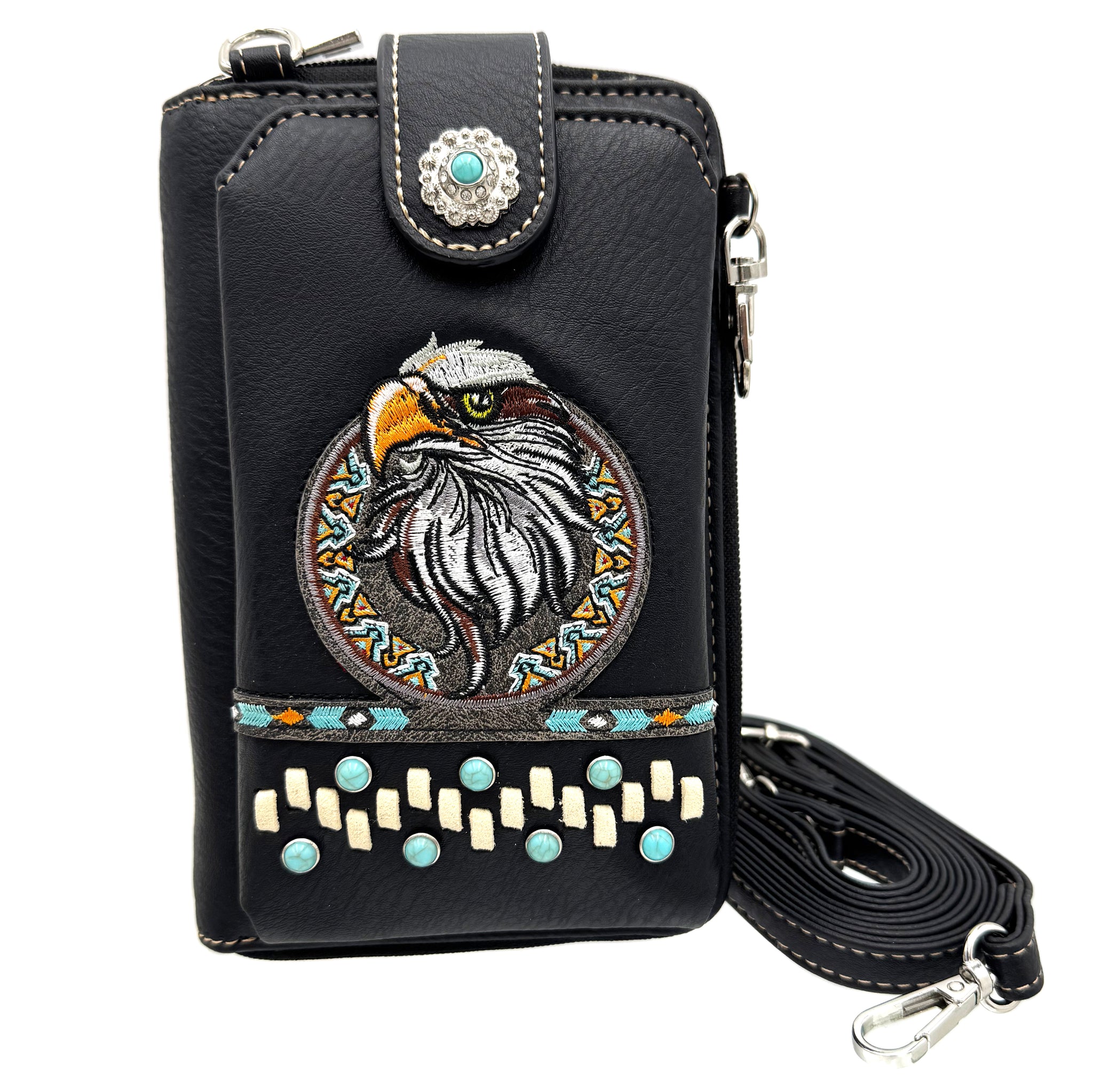 Bald Eagle Embroidered Native Tribal Southwestern Phone Wallet