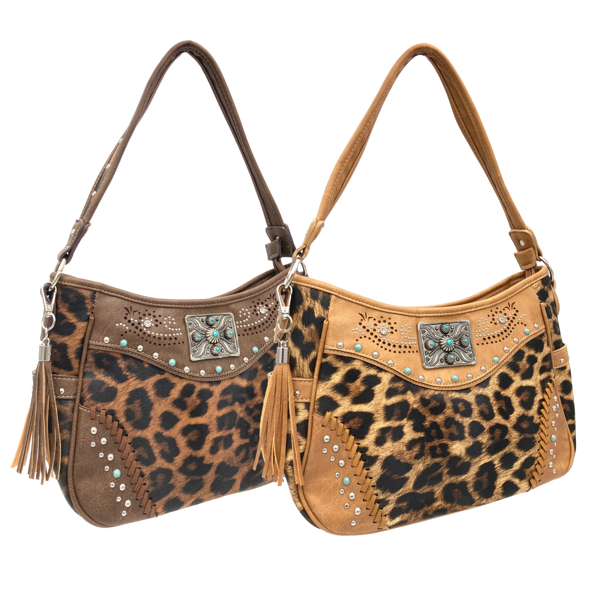 Leopard Spots Western Leather Handbag Hobo Bag