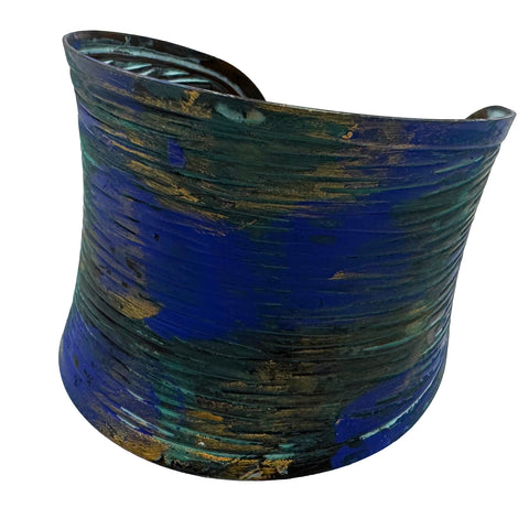 Ocean Blue Painted Wide Cuff Bangle