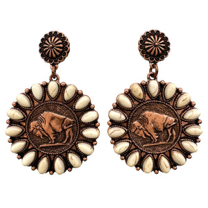 Buffalo Coin Turquoise Stud Earrings