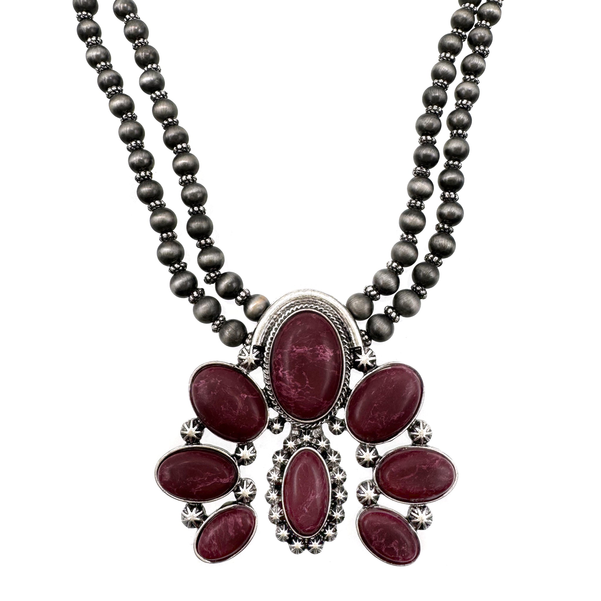 Aubergine Purple Violet Squash Blossom Necklace