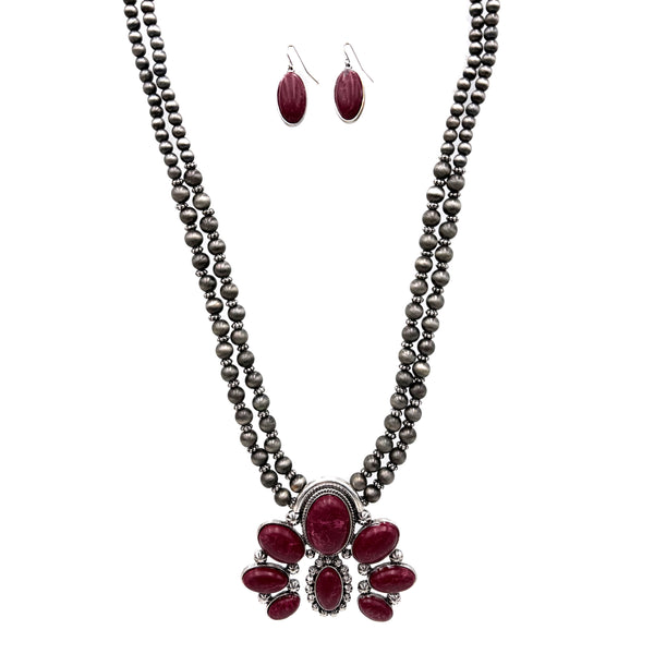 Aubergine Purple Violet Squash Blossom Necklace