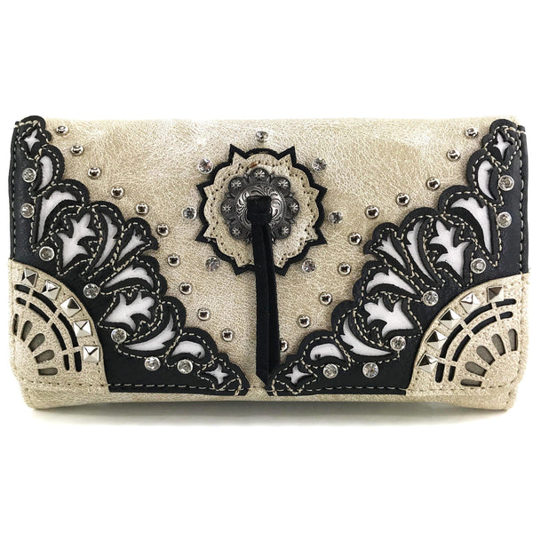 Concho Floral Crossbody Wallet