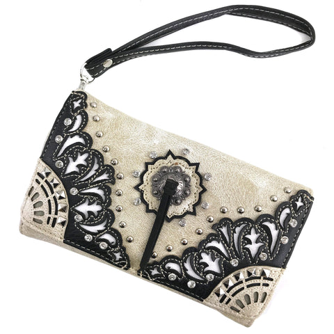 Concho Floral Crossbody Wallet