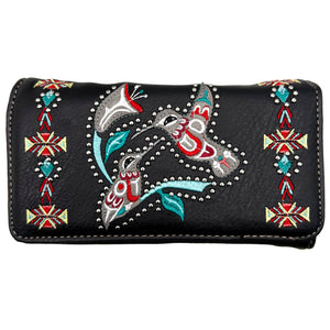 Native Embroidered Hummingbird Crossbody Western Wallet