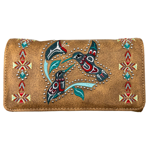 Native Embroidered Hummingbird Crossbody Western Wallet