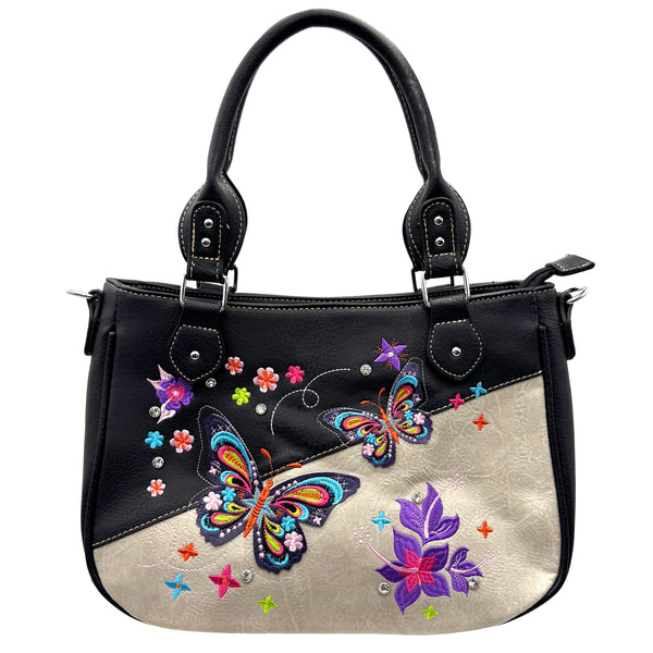 Butterfly Rainbow Embroidered Crossbody Purse