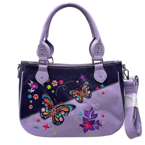 Butterfly Rainbow Embroidered Crossbody Purse