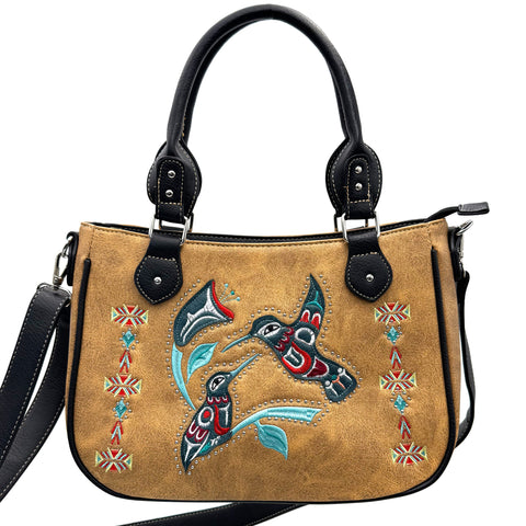 Native Embroidered Hummingbird Crossbody Purse