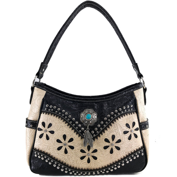 Bessie Turquoise Concho Feather Western Handbag Hobo Bag