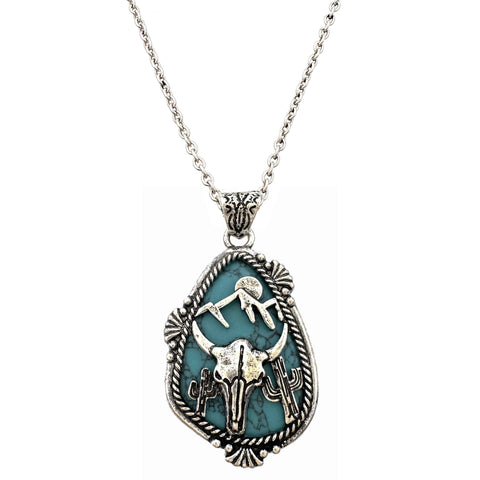 Horse Longhorn Stone Western Native Necklace