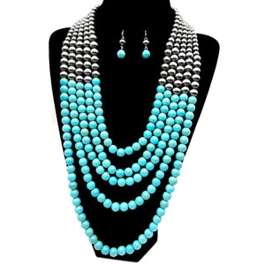 Western Navajo Turquoise Beads Statement Necklace