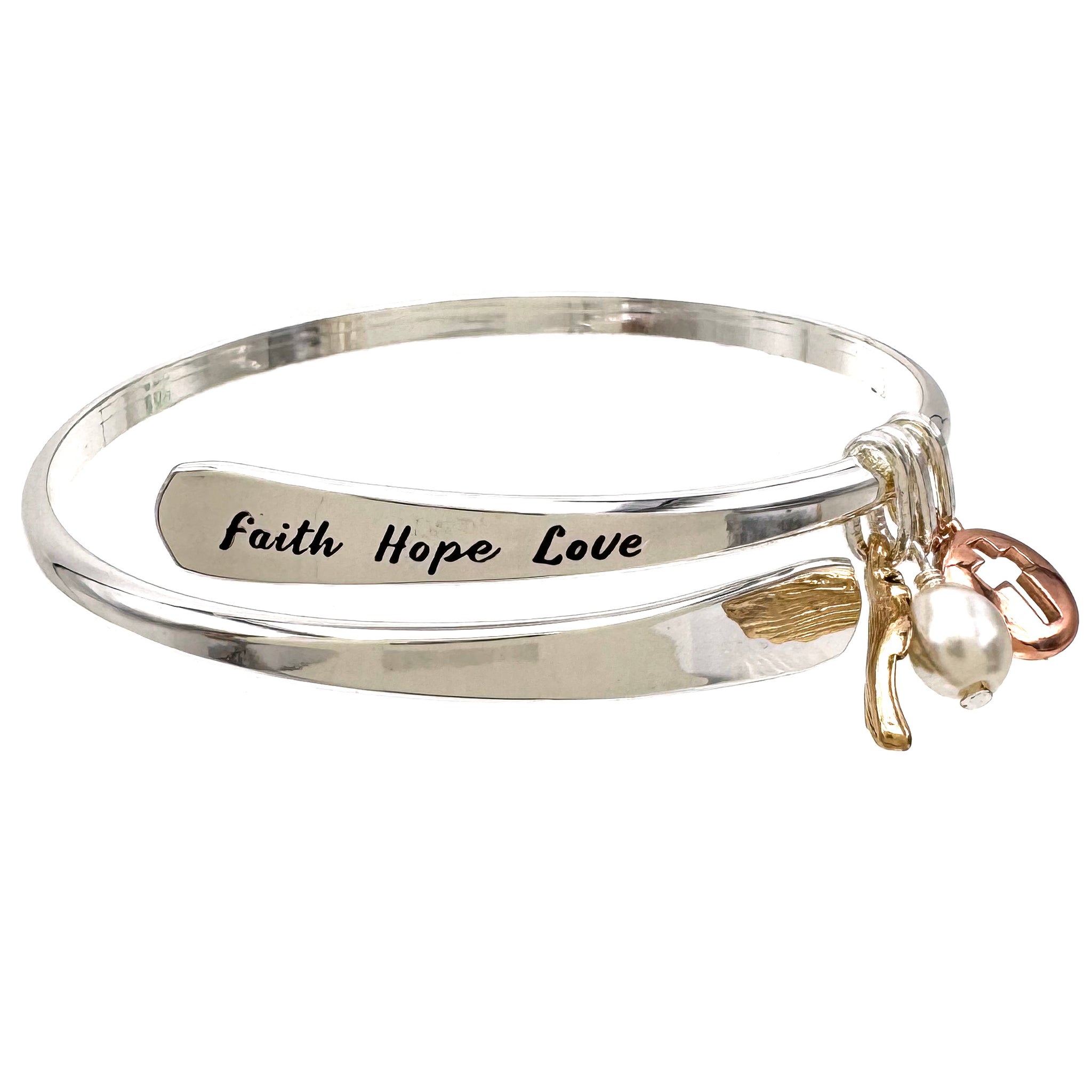 Faith Hope Love Charms Bangle Bracelet