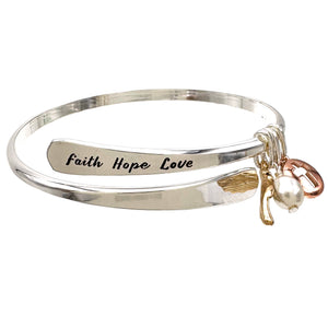 Faith Hope Love Charms Bangle Bracelet