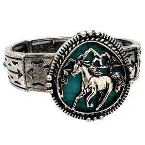 Horse Turquoise Stone Western Native Stretch Bracelet