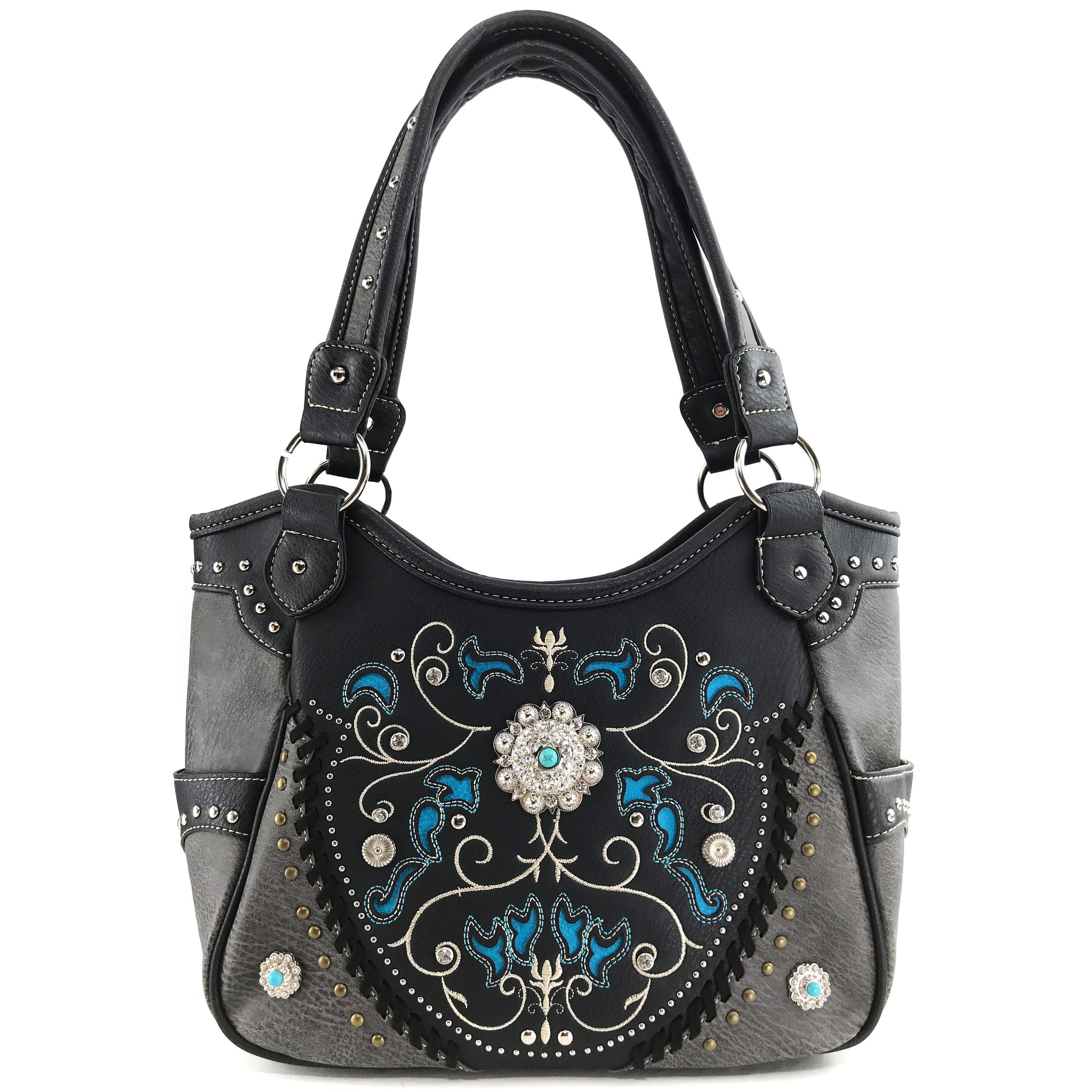 Western Concho Floral Tote Purse for Women