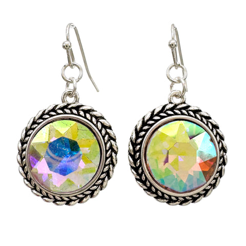 Turquoise Stone Round Dangle Earrings