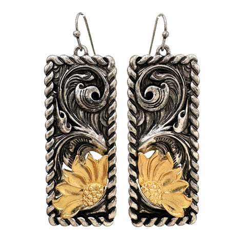 Sunflower Metal Western Floral Pattern Earrings