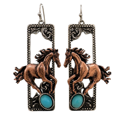 April Western Horse Earrings